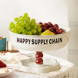 Maxbell Pedestal Bowl Elegant Fruit Bowl with Stand for Parties Counter Dining Table Cream Black