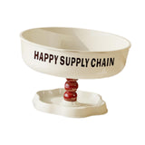 Maxbell Pedestal Bowl Elegant Fruit Bowl with Stand for Parties Counter Dining Table Cream Black