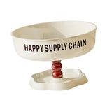 Maxbell Pedestal Bowl Elegant Fruit Bowl with Stand for Parties Counter Dining Table Cream Black