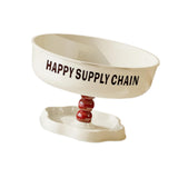 Maxbell Pedestal Bowl Elegant Fruit Bowl with Stand for Parties Counter Dining Table Cream Black