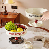 Maxbell Pedestal Bowl Elegant Fruit Bowl with Stand for Parties Counter Dining Table Cream Black