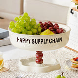 Maxbell Pedestal Bowl Elegant Fruit Bowl with Stand for Parties Counter Dining Table Cream Black