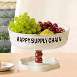 Maxbell Pedestal Bowl Elegant Fruit Bowl with Stand for Parties Counter Dining Table Cream Black