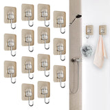 Maxbell 14 Pieces Adhesive Hooks Waterproof Wall Hangers for Bathroom Shower Kitchen Gold