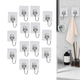 Maxbell 14 Pieces Adhesive Hooks Waterproof Wall Hangers for Bathroom Shower Kitchen Silver