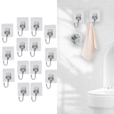 Maxbell 14 Pieces Adhesive Hooks Waterproof Wall Hangers for Bathroom Shower Kitchen Silver