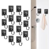 Maxbell 14 Pieces Adhesive Hooks Waterproof Wall Hangers for Bathroom Shower Kitchen Black
