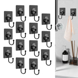Maxbell 14 Pieces Adhesive Hooks Waterproof Wall Hangers for Bathroom Shower Kitchen Black