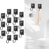 Maxbell 14 Pieces Adhesive Hooks Waterproof Wall Hangers for Bathroom Shower Kitchen Black