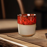 Maxbell Porcelain Tea Cup 150 ml Unique Espresso Mug for Milk Cappuccino Home Office Red