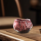 Maxbell 150ml Lotus Shaped Artwork Ceramic Master Cup for Dining Room Office Desktop Pink