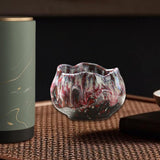 Maxbell 150ml Lotus Shaped Artwork Ceramic Master Cup for Dining Room Office Desktop Red