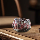Maxbell 150ml Lotus Shaped Artwork Ceramic Master Cup for Dining Room Office Desktop Red