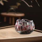 Maxbell 150ml Lotus Shaped Artwork Ceramic Master Cup for Dining Room Office Desktop Red