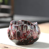 Maxbell 150ml Lotus Shaped Artwork Ceramic Master Cup for Dining Room Office Desktop Red