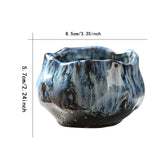 Maxbell 150ml Lotus Shaped Artwork Ceramic Master Cup for Dining Room Office Desktop Blue