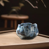 Maxbell 150ml Lotus Shaped Artwork Ceramic Master Cup for Dining Room Office Desktop Blue