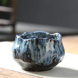 Maxbell 150ml Lotus Shaped Artwork Ceramic Master Cup for Dining Room Office Desktop Blue