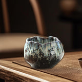 Maxbell 150ml Lotus Shaped Artwork Ceramic Master Cup for Dining Room Office Desktop Green