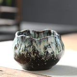 Maxbell 150ml Lotus Shaped Artwork Ceramic Master Cup for Dining Room Office Desktop Green