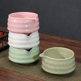 Maxbell Ceramic Matcha Bowl Portable for Mixing Unique Handmade Porcelain Tea Making Pink
