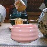 Maxbell Ceramic Matcha Bowl Portable for Mixing Unique Handmade Porcelain Tea Making Pink