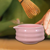 Maxbell Ceramic Matcha Bowl Portable for Mixing Unique Handmade Porcelain Tea Making Pink