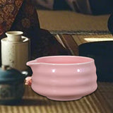 Maxbell Ceramic Matcha Bowl Portable for Mixing Unique Handmade Porcelain Tea Making Pink
