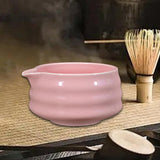 Maxbell Ceramic Matcha Bowl Portable for Mixing Unique Handmade Porcelain Tea Making Pink