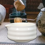 Maxbell Ceramic Matcha Bowl Portable for Mixing Unique Handmade Porcelain Tea Making White