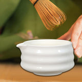 Maxbell Ceramic Matcha Bowl Portable for Mixing Unique Handmade Porcelain Tea Making White