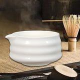 Maxbell Ceramic Matcha Bowl Portable for Mixing Unique Handmade Porcelain Tea Making White