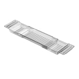 Maxbell Bathtub Tray Basket Retractable Bathtub Storage Rack for Candle Phone Holder Clear