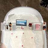 Maxbell Bathtub Tray Basket Retractable Bathtub Storage Rack for Candle Phone Holder Clear