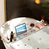 Maxbell Bathtub Tray Basket Retractable Bathtub Storage Rack for Candle Phone Holder Clear