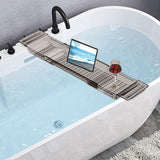 Maxbell Bathtub Tray Basket Retractable Bathtub Storage Rack for Candle Phone Holder Gray