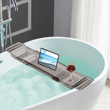Maxbell Bathtub Tray Basket Retractable Bathtub Storage Rack for Candle Phone Holder Gray