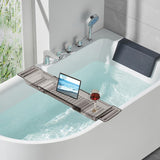 Maxbell Bathtub Tray Basket Retractable Bathtub Storage Rack for Candle Phone Holder Gray