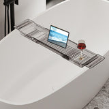 Maxbell Bathtub Tray Basket Retractable Bathtub Storage Rack for Candle Phone Holder Gray