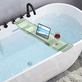 Maxbell Bathtub Tray Basket Retractable Bathtub Storage Rack for Candle Phone Holder Green