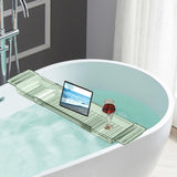 Maxbell Bathtub Tray Basket Retractable Bathtub Storage Rack for Candle Phone Holder Green