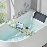 Maxbell Bathtub Tray Basket Retractable Bathtub Storage Rack for Candle Phone Holder Green