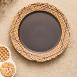 Maxbell Pottery Tableware Art Supplies Fashion Decor for Housewarming Camping Travel Brown Plate