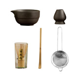 Maxbell Matcha Set Sturdy Japanese Tea Making Tools Sifter Bamboo Spoon Complete Kit Black