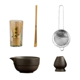 Maxbell Matcha Set Sturdy Japanese Tea Making Tools Sifter Bamboo Spoon Complete Kit Black