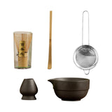 Maxbell Matcha Set Sturdy Japanese Tea Making Tools Sifter Bamboo Spoon Complete Kit Black