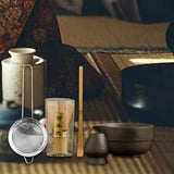 Maxbell Matcha Set Sturdy Japanese Tea Making Tools Sifter Bamboo Spoon Complete Kit Black