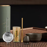 Maxbell Matcha Set Sturdy Japanese Tea Making Tools Sifter Bamboo Spoon Complete Kit Black