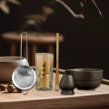 Maxbell Matcha Set Sturdy Japanese Tea Making Tools Sifter Bamboo Spoon Complete Kit Black