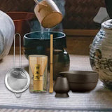 Maxbell Matcha Set Sturdy Japanese Tea Making Tools Sifter Bamboo Spoon Complete Kit Black